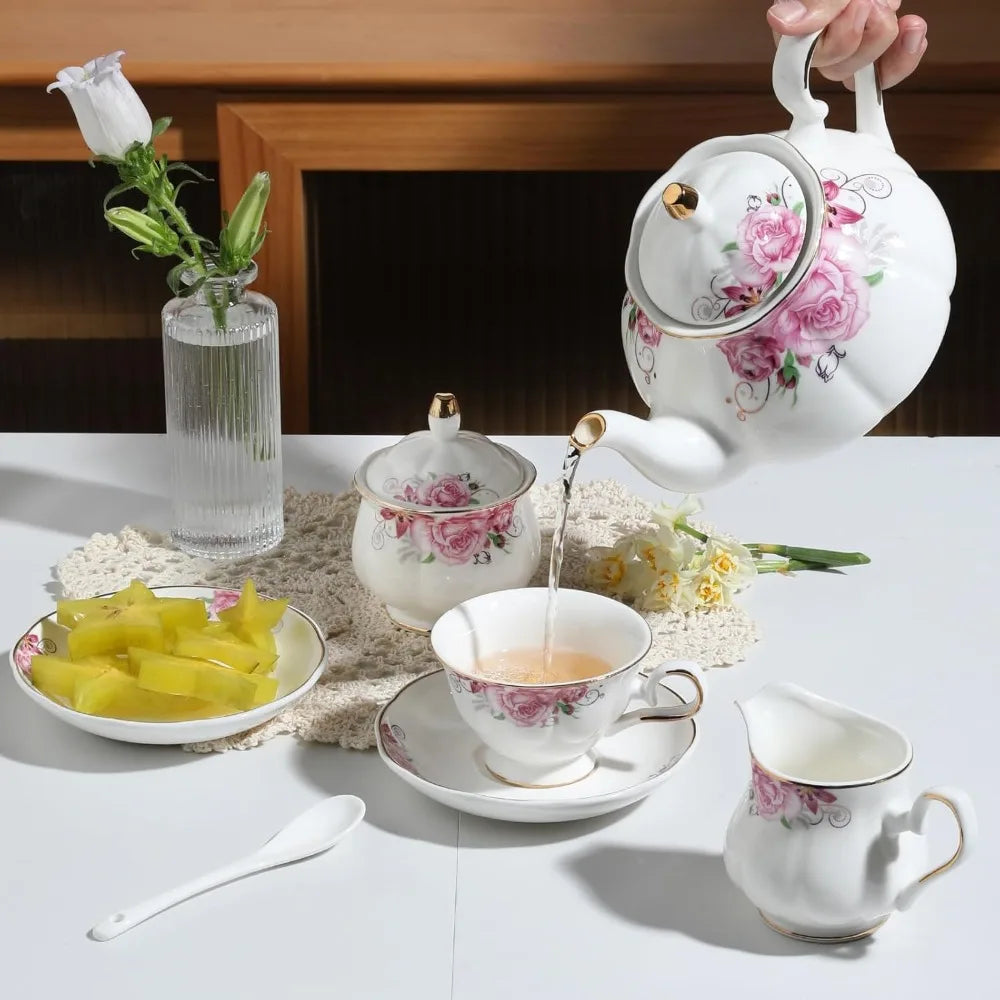 Floral Embossed Tea Service for 6