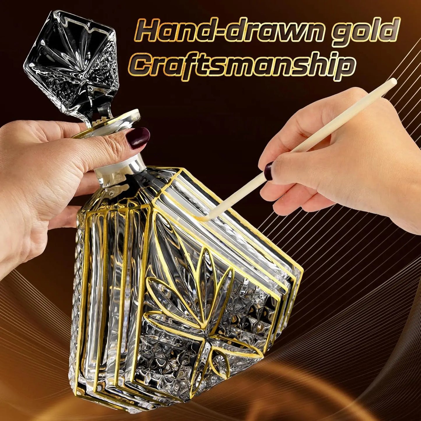 Hand-Painted Gold Accents Decanter Set