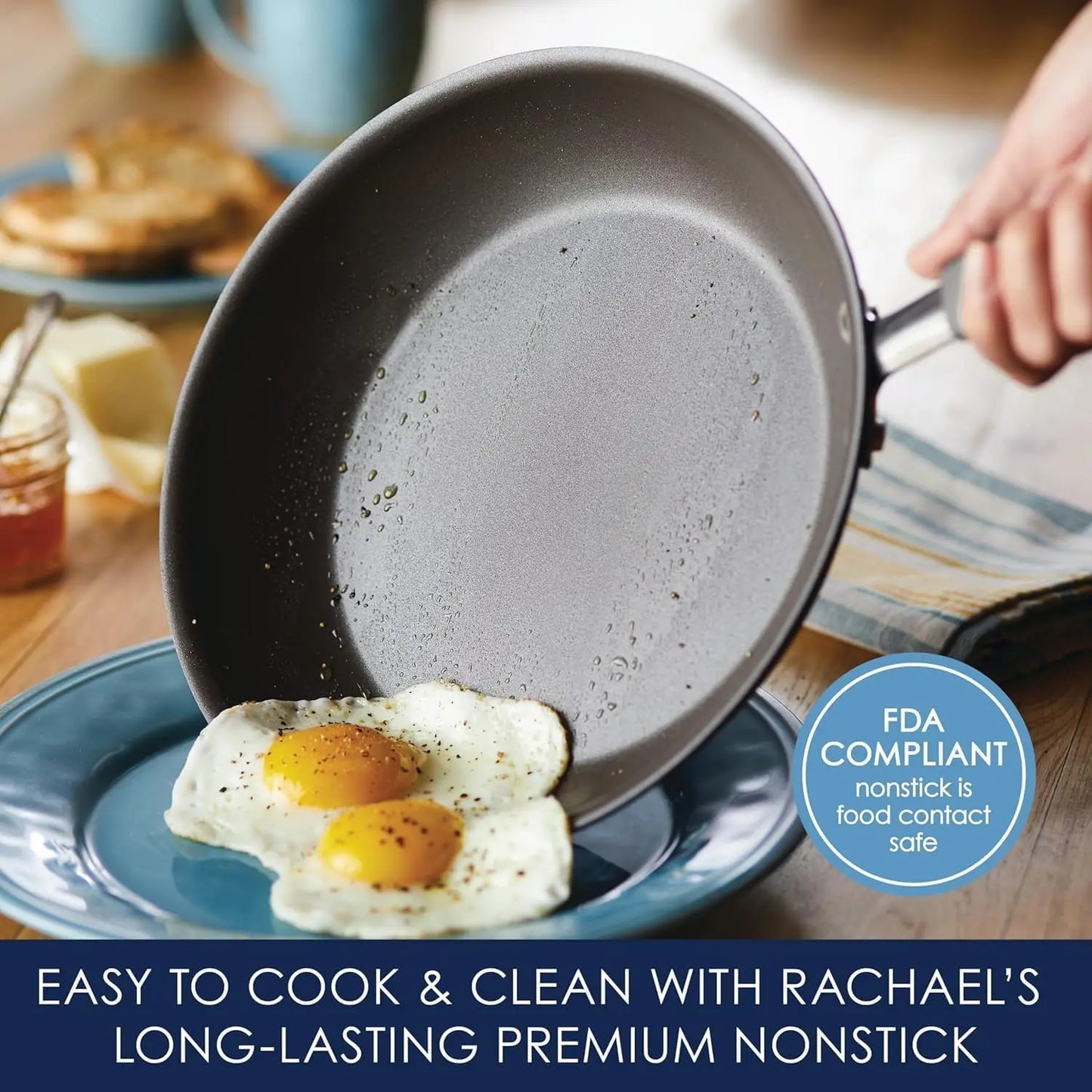 Cucina Nonstick Cookware Set, 12 Piece, Sea Salt Gray