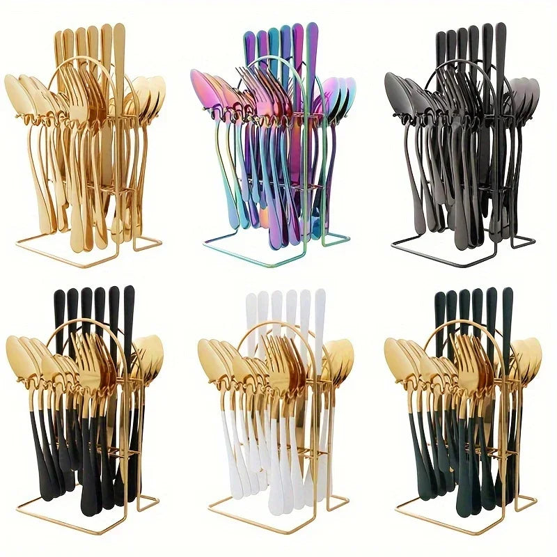 24-Piece Stainless Steel Cutlery Set - Durable Stylish Design - Perfect for Home Dining