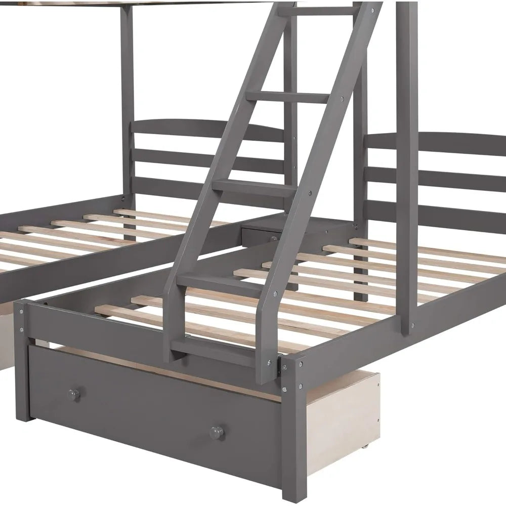 Full Over 2 Twin Triple Bunk Beds