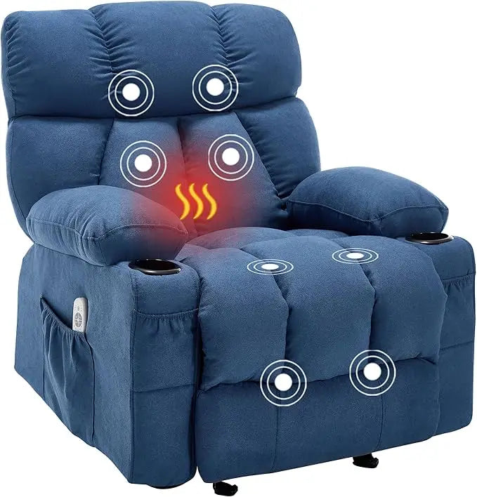 Overstuffed Massage Rocker Recliner Chair with Heat and Vibration