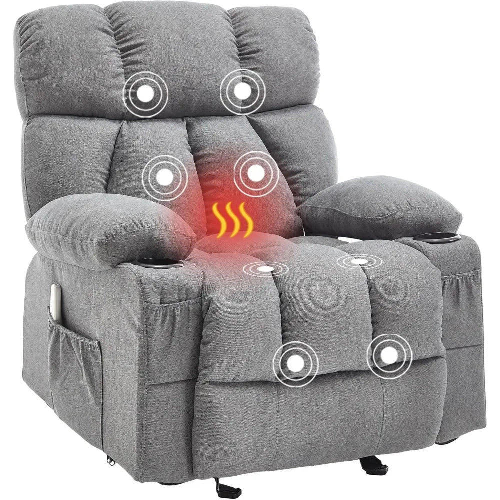 Overstuffed Massage Rocker Recliner Chair with Heat and Vibration