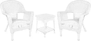 3 Piece Wicker Chair and End Table Set without Cushion, 4 Color Options