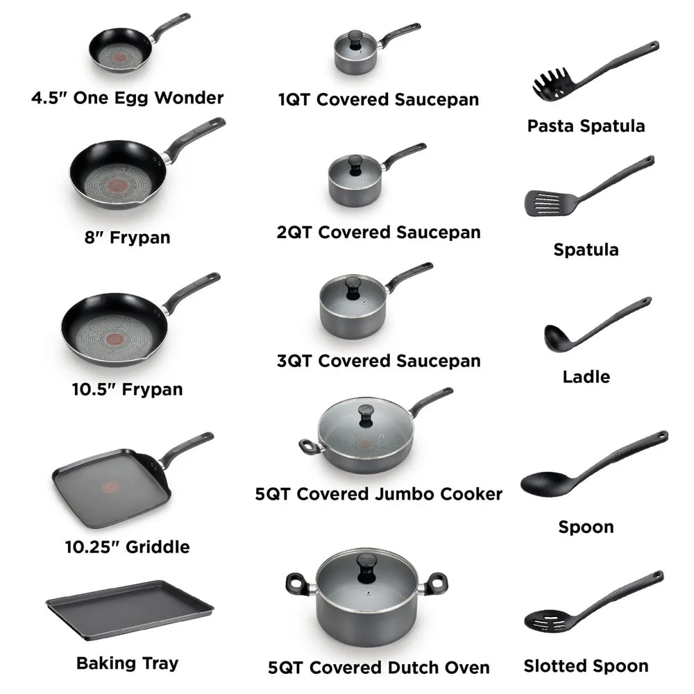 20 Piece Thermo-Spot Technology Easy Care Non-Stick Cookware Set