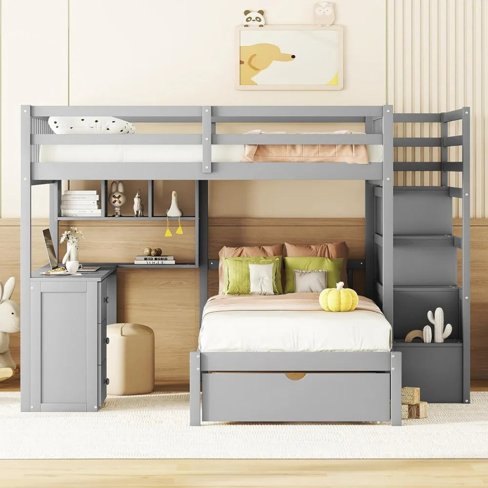 Harper & Bright Designs Full Over Twin Bunk Bed