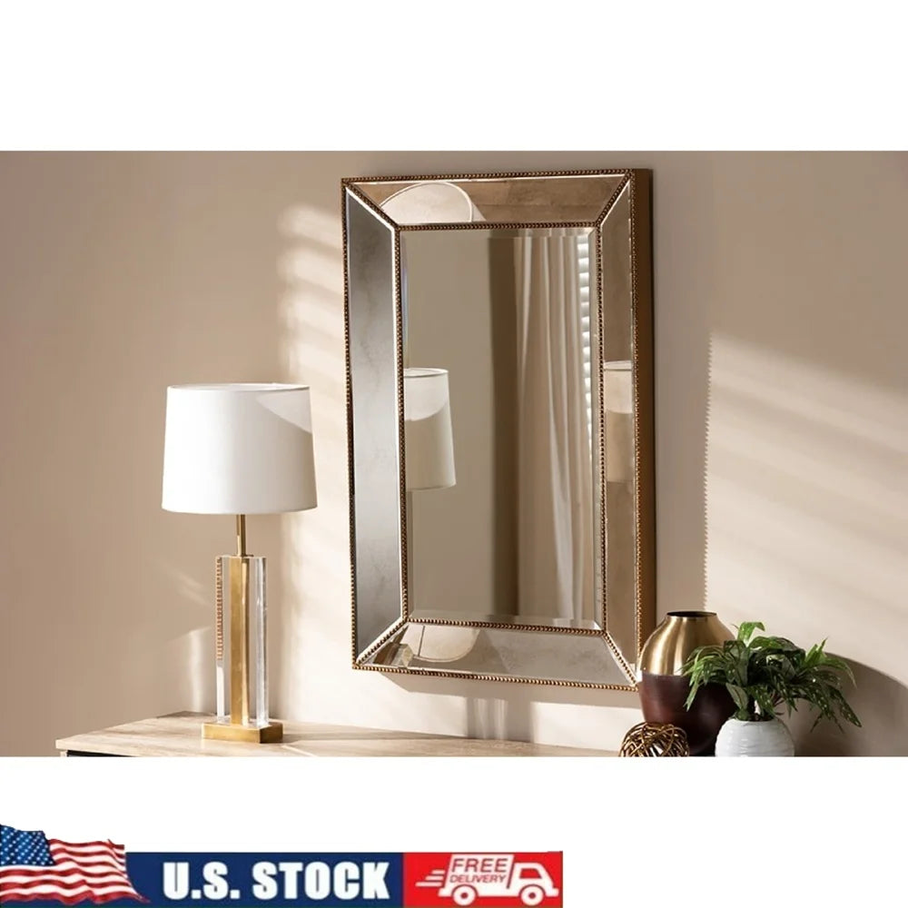 Rectangular Antique Gold Finished Accent Wall Mirror