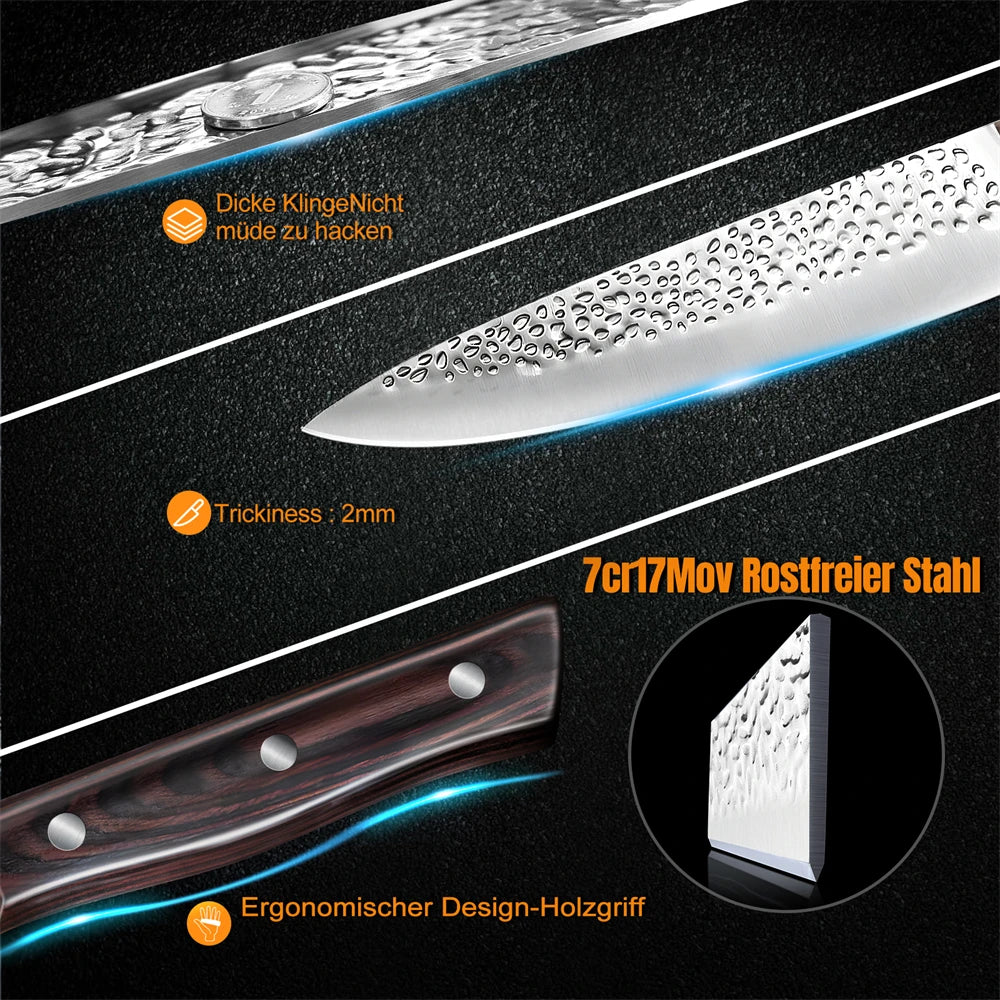 8pcs Hammer Pattern Chef Knives Set