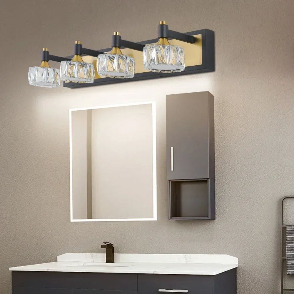 4-Lights Modern Crystal Bathroom Wall Vanity Light Fixture