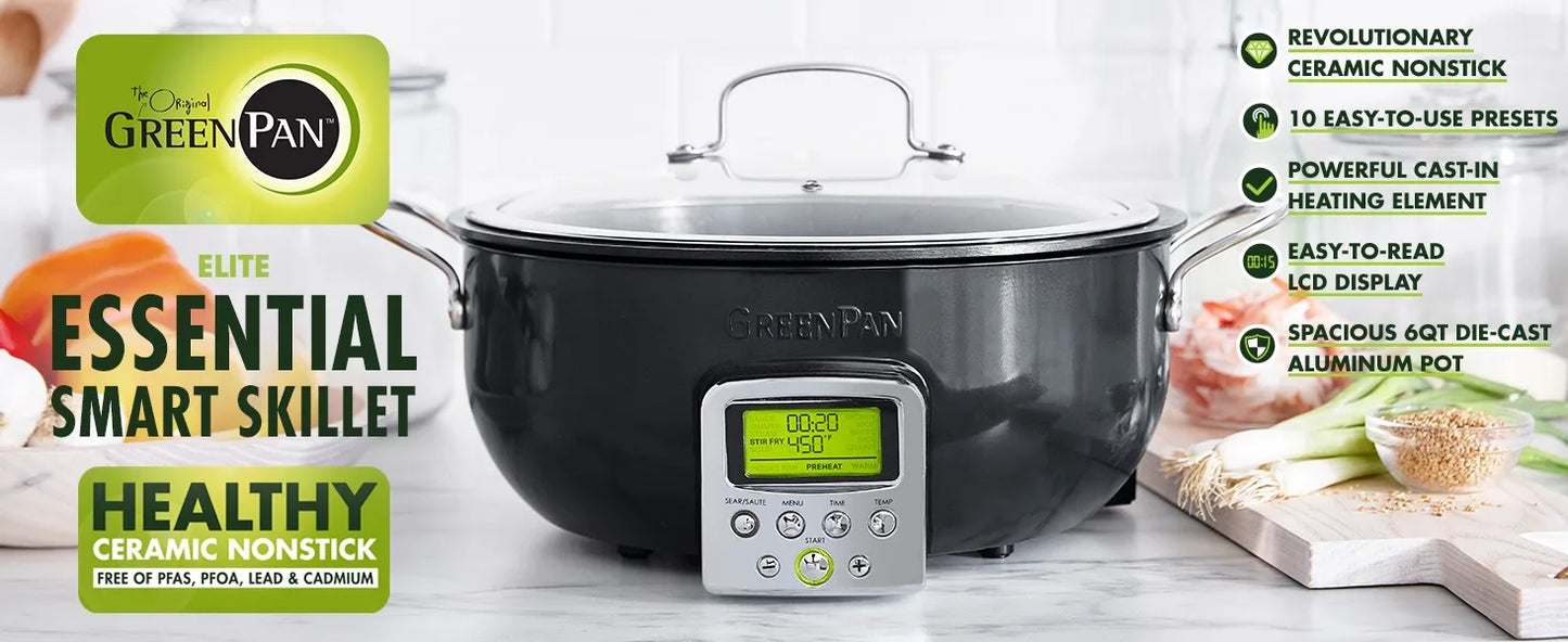 6QT DIE-CAST ALUMINUM SMART ELECTRIC SKILLET POT