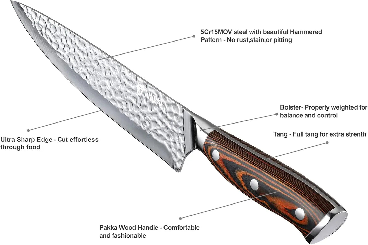 9PC High Carbon Stainless Steel Knife Set with Pakka Wood Handle and Beech Wood Block