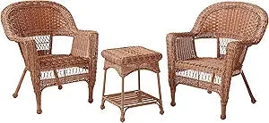 3 Piece Wicker Chair and End Table Set without Cushion, 4 Color Options