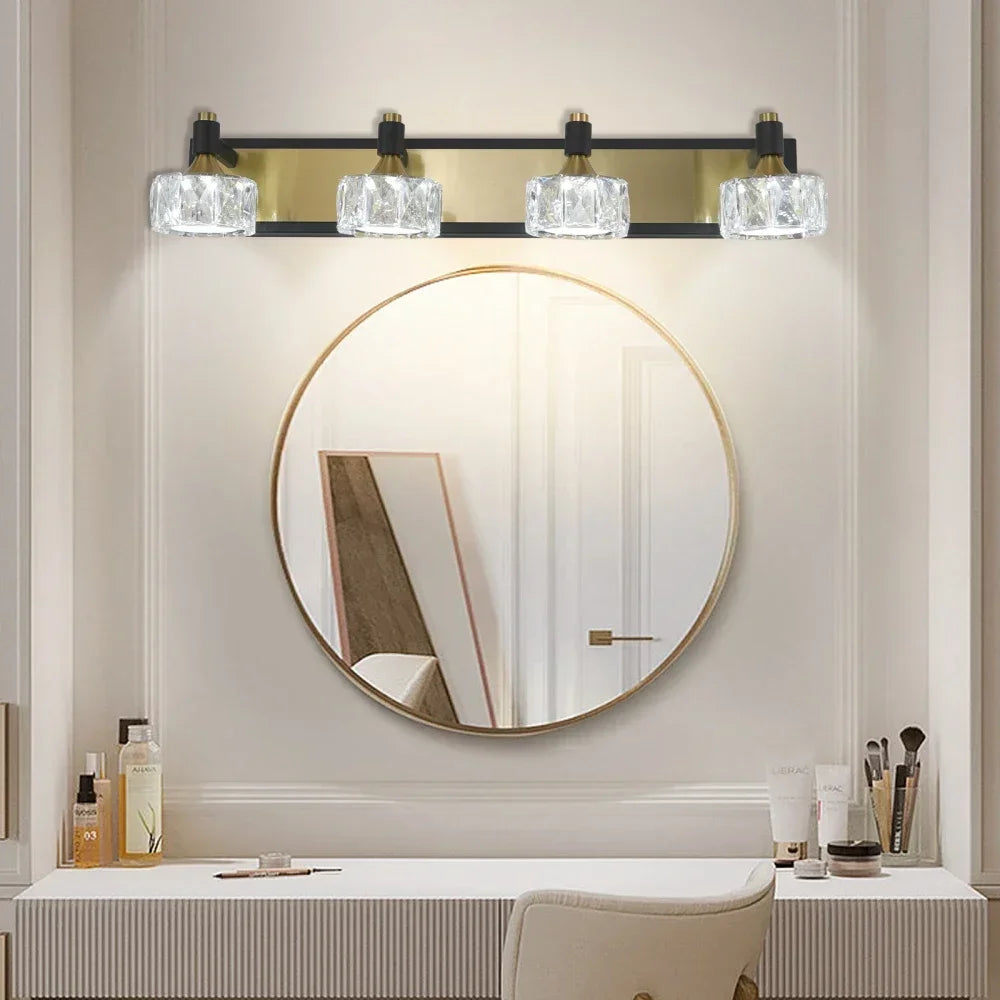 4-Lights Modern Crystal Bathroom Wall Vanity Light Fixture