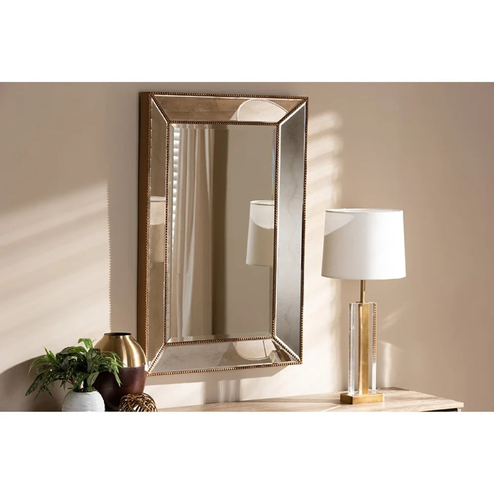 Rectangular Antique Gold Finished Accent Wall Mirror