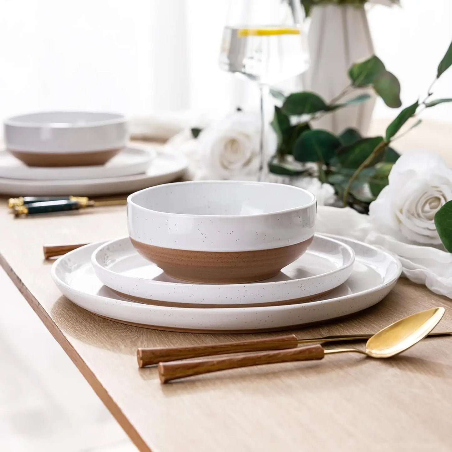 AmorArc 12 Piece Hand-painted Ceramic Dinnerware Set