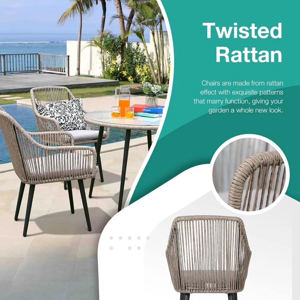 5-Piece All-Weather Twisted Rattan Patio Dining Set