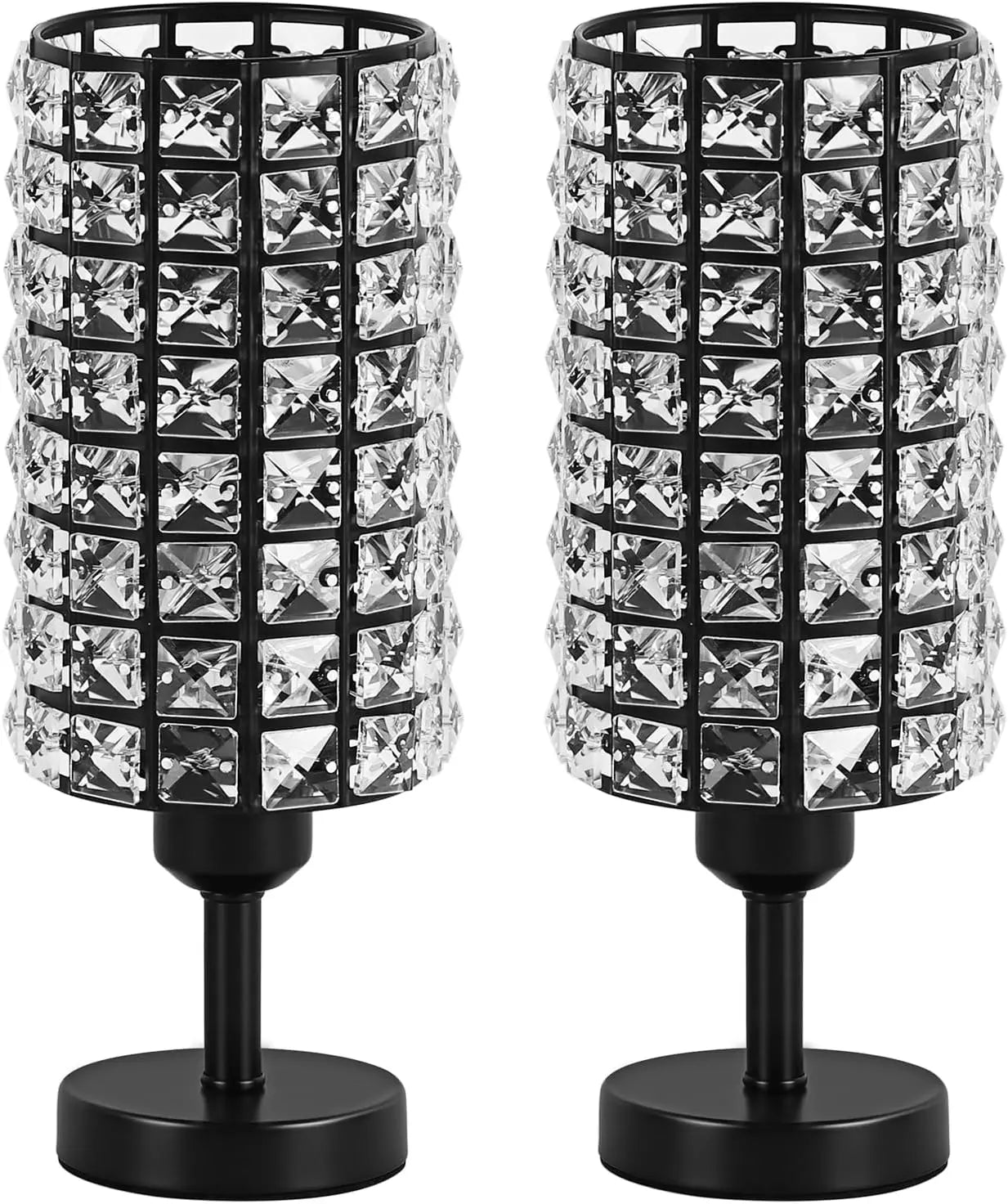 Set of 2 Black Elegant Crystal Table Lamps