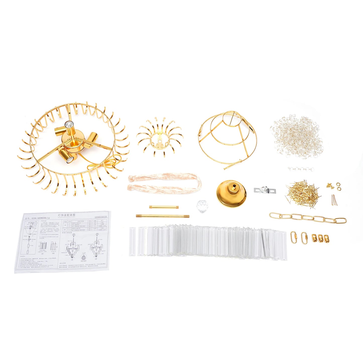 Gold Elegant Crystal Ceiling Light Fixture
