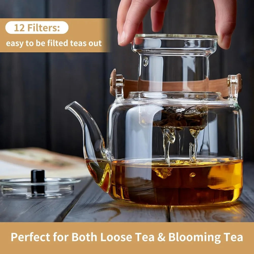 Glass Teapot with 4 Double-Walled Teacups