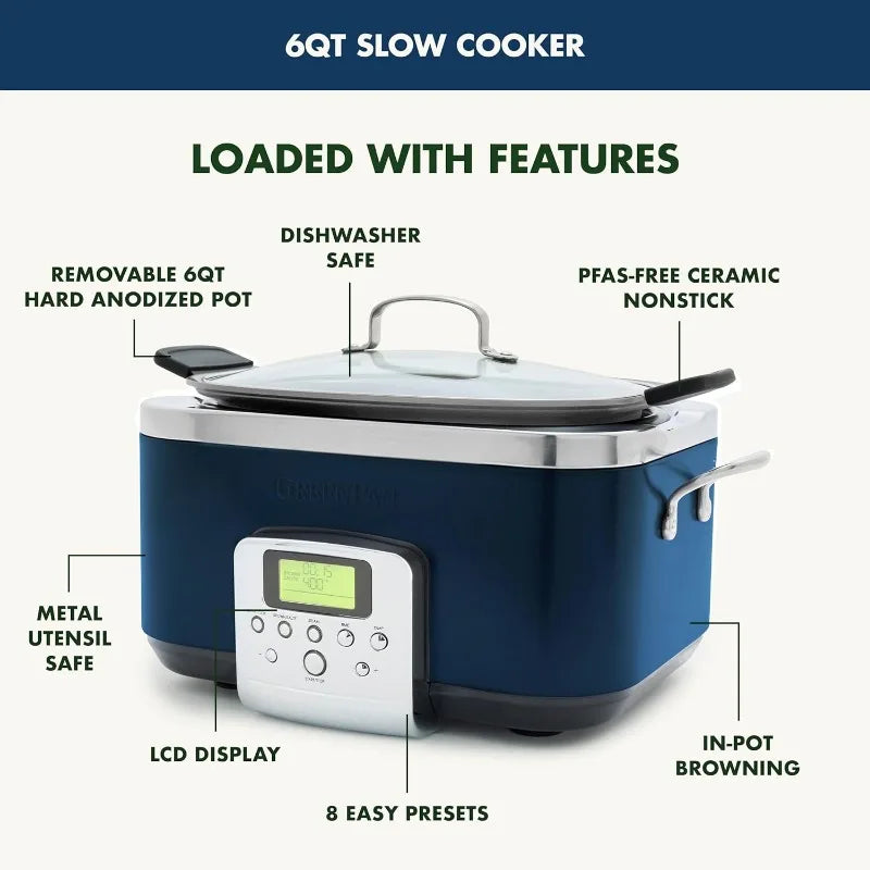 GreenPan Elite 8 - in -1 Programmable 6QT Electric Slow Cooker
