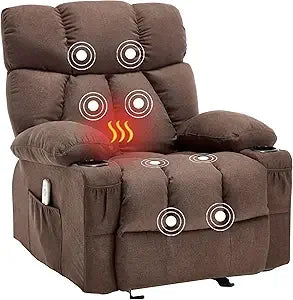 Overstuffed Massage Rocker Recliner Chair with Heat and Vibration