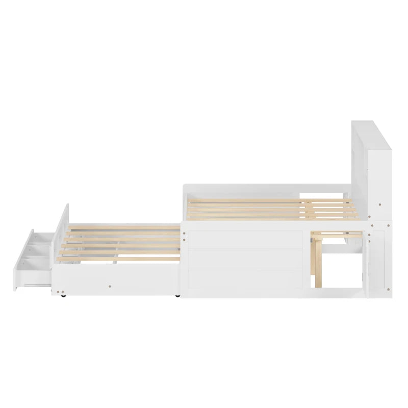 Full Size Daybed with Storage Bookcase Headboard