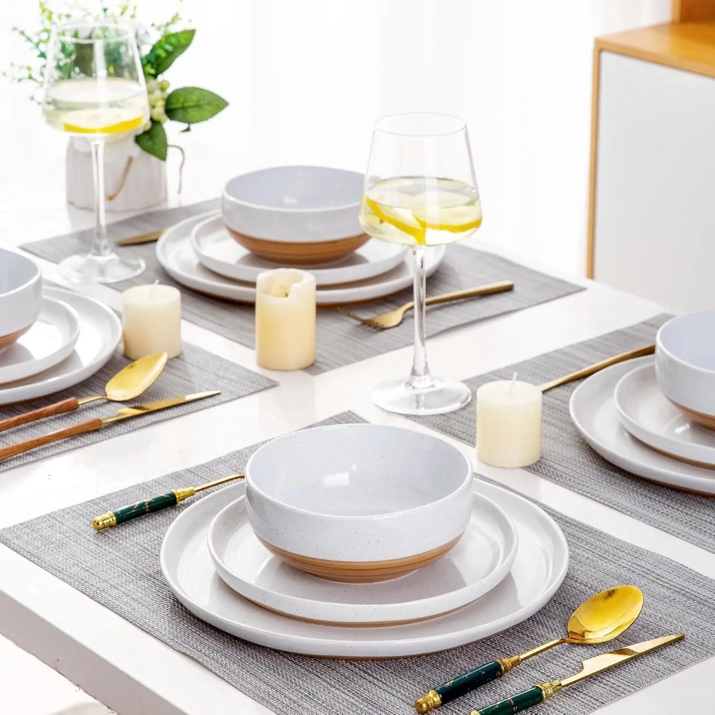 AmorArc 12 Piece Hand-painted Ceramic Dinnerware Set