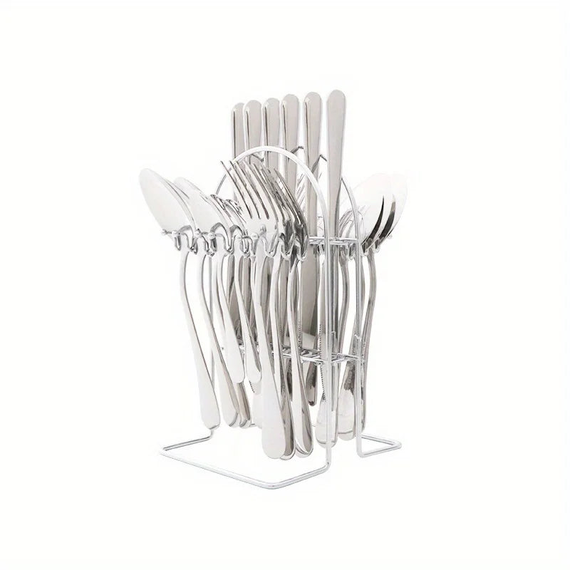24-Piece Stainless Steel Cutlery Set - Durable Stylish Design - Perfect for Home Dining