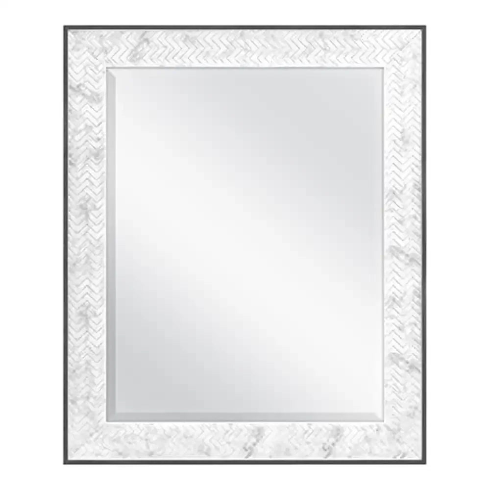 28x34 Beveled Edge Chevron Marble Mirror