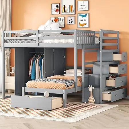 Harper & Bright Designs Full Over Twin Bunk Bed