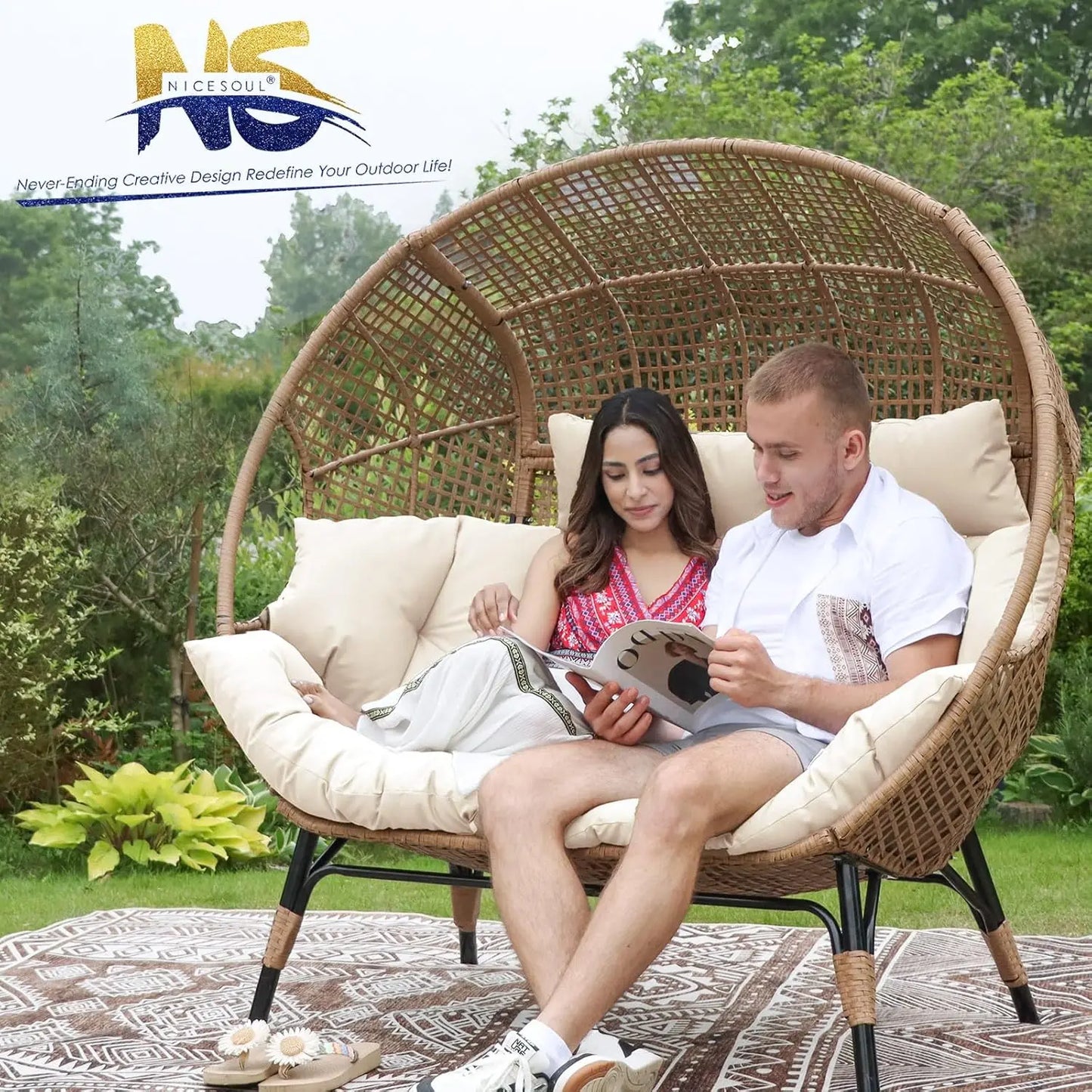 Indoor/ Outdoor Stationary Double Egg Chair