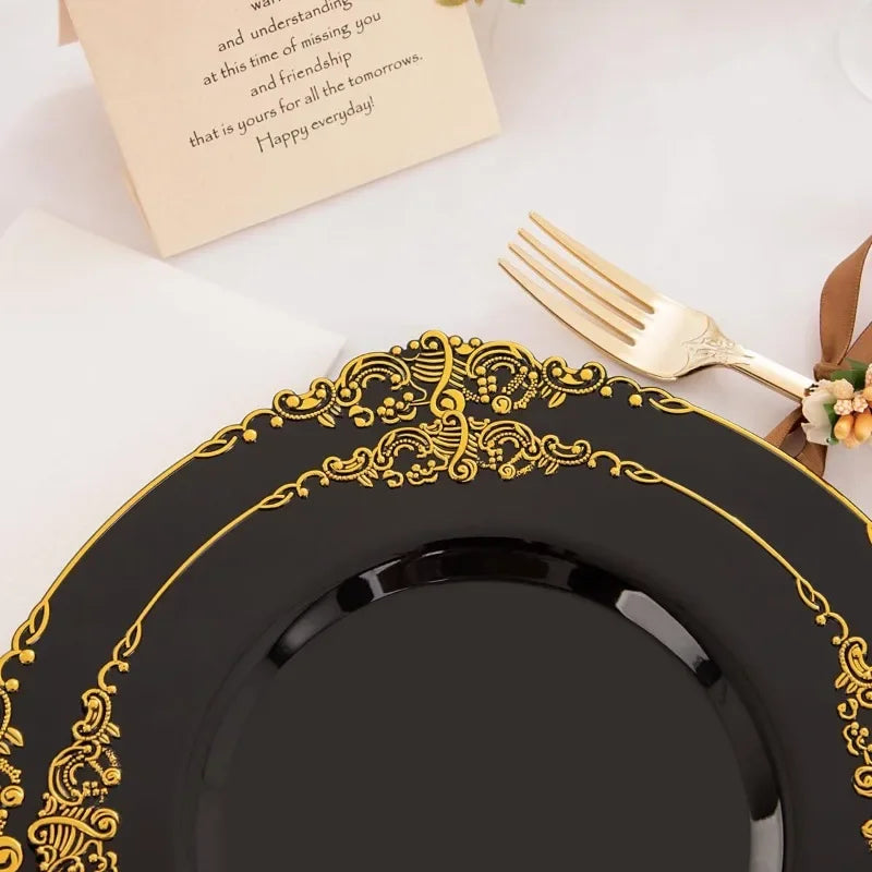 350 pcs Disposable Plastic Dinnerware Sets - 7 Color Options