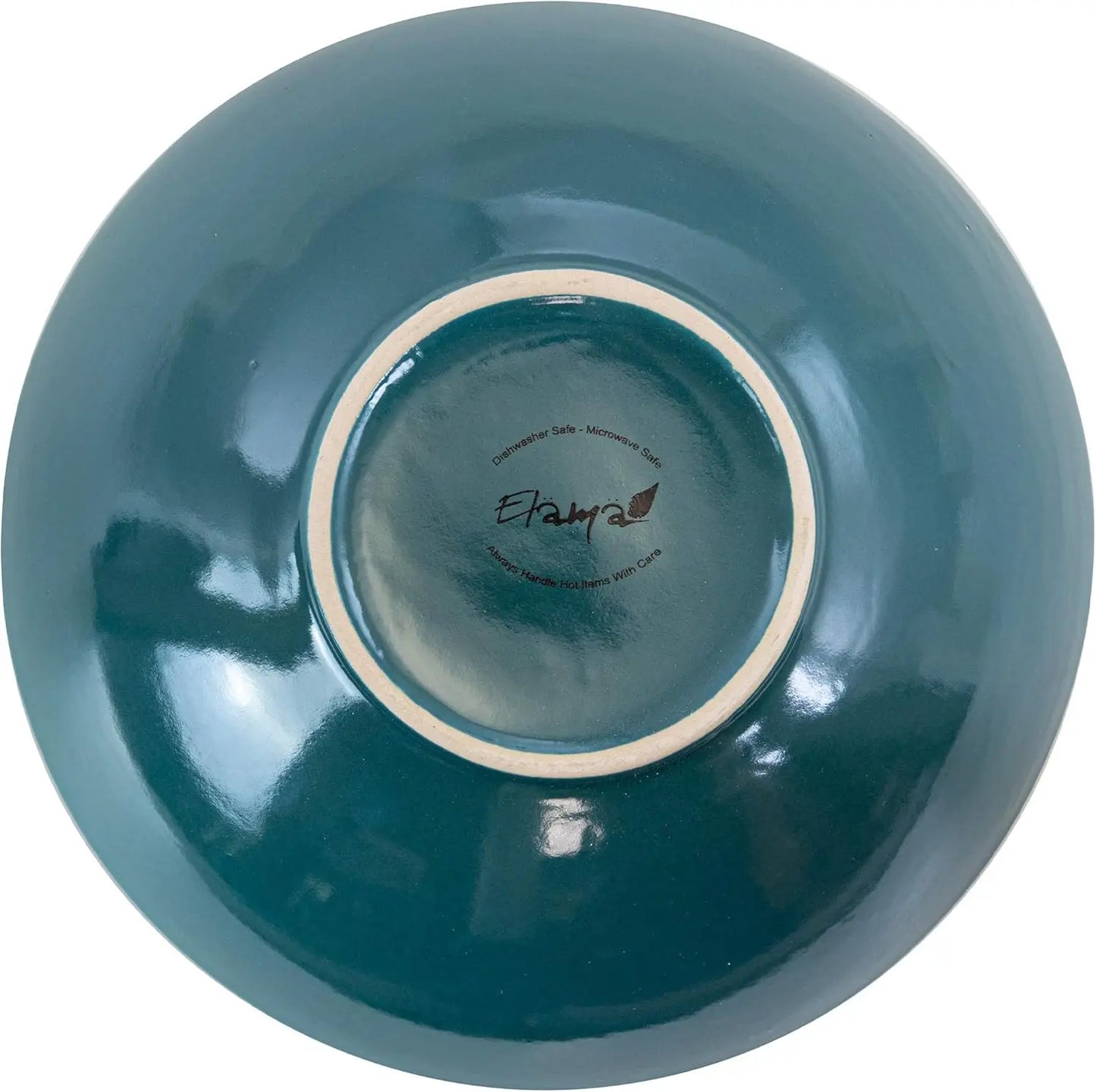 Elama, 16 Piece Round Embossed Dinnerware Set, Ocean Teal and Green