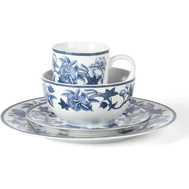 Goodale Vintage Blue Stoneware 16 Piece Dinnerware Set
