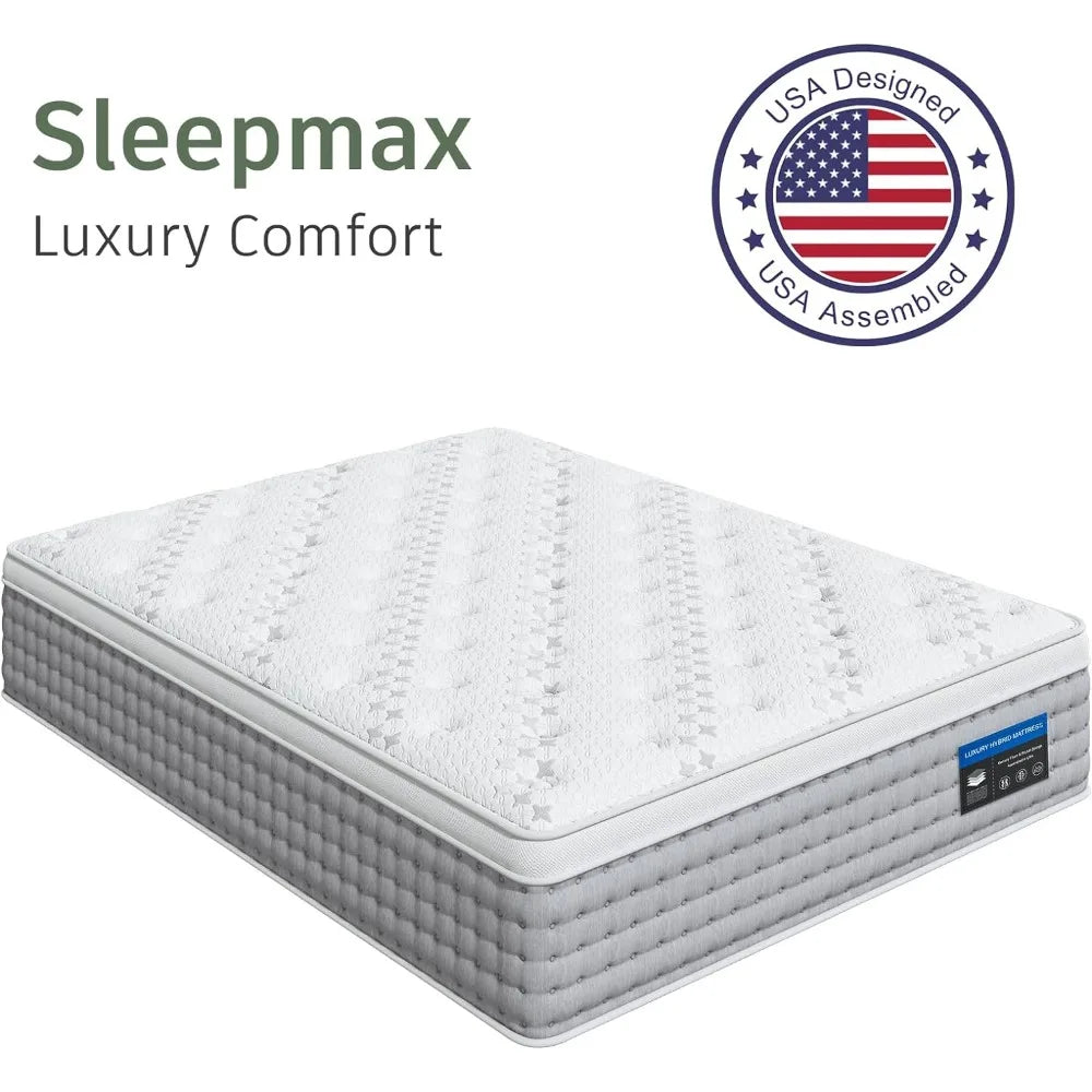 14 Inch- Gel Memory Foam with Individual Pocket Springs for Motion Isolation - Hybrid Bed Mattress