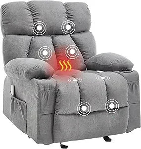 Overstuffed Massage Rocker Recliner Chair with Heat and Vibration