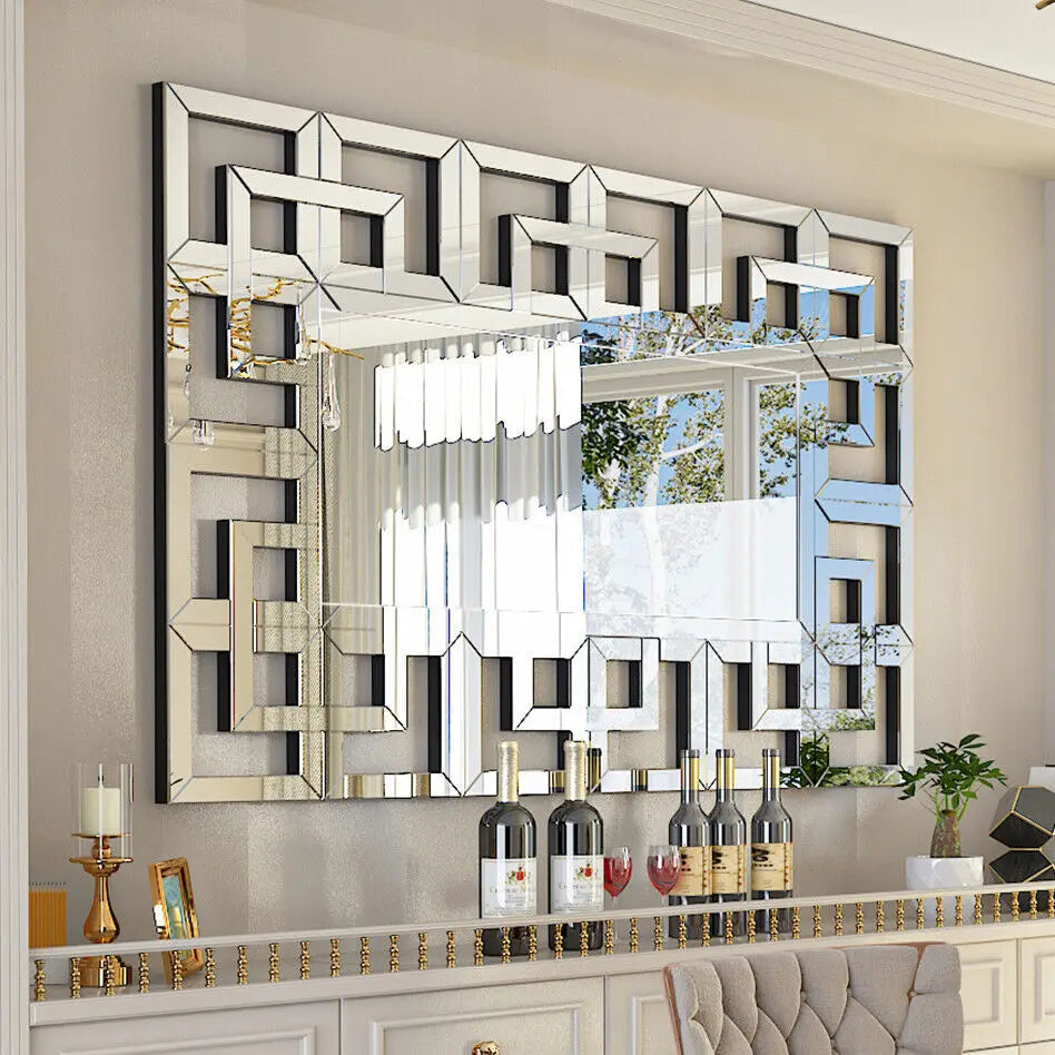 Rectangular Accent Mirror w Grecian Venetian Frame Edge