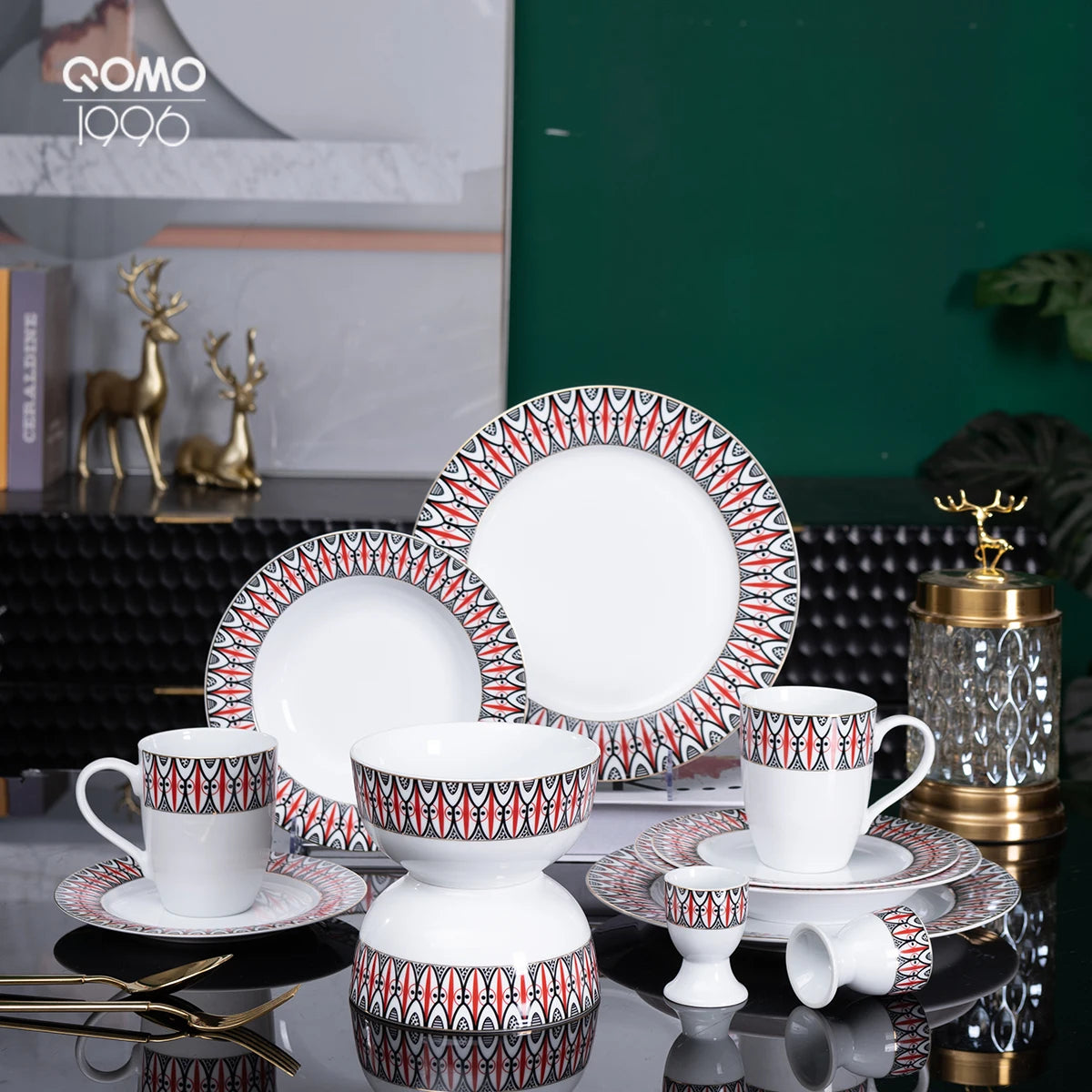 12/24-piece Porcelain Dinnerware Set, Plaid