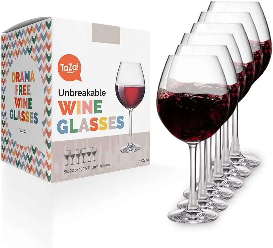 Set Of 6, 22Oz Shatterproof Tritan Plastic Red Wine Stemmed Glasses,