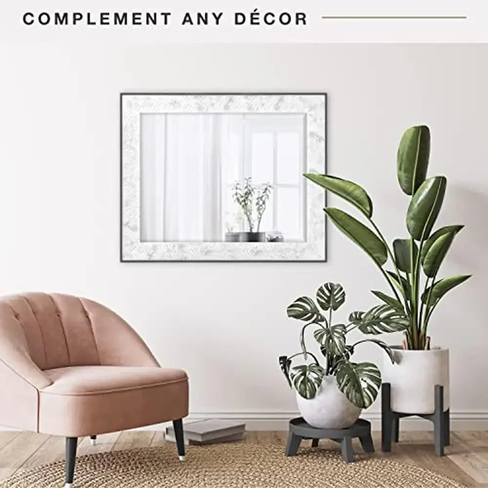 28x34 Beveled Edge Chevron Marble Mirror