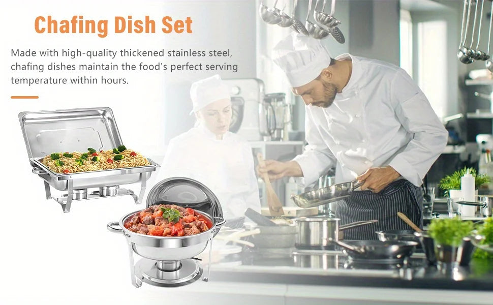 8 Pack Stainless Steel Chafing Dish Buffet Set