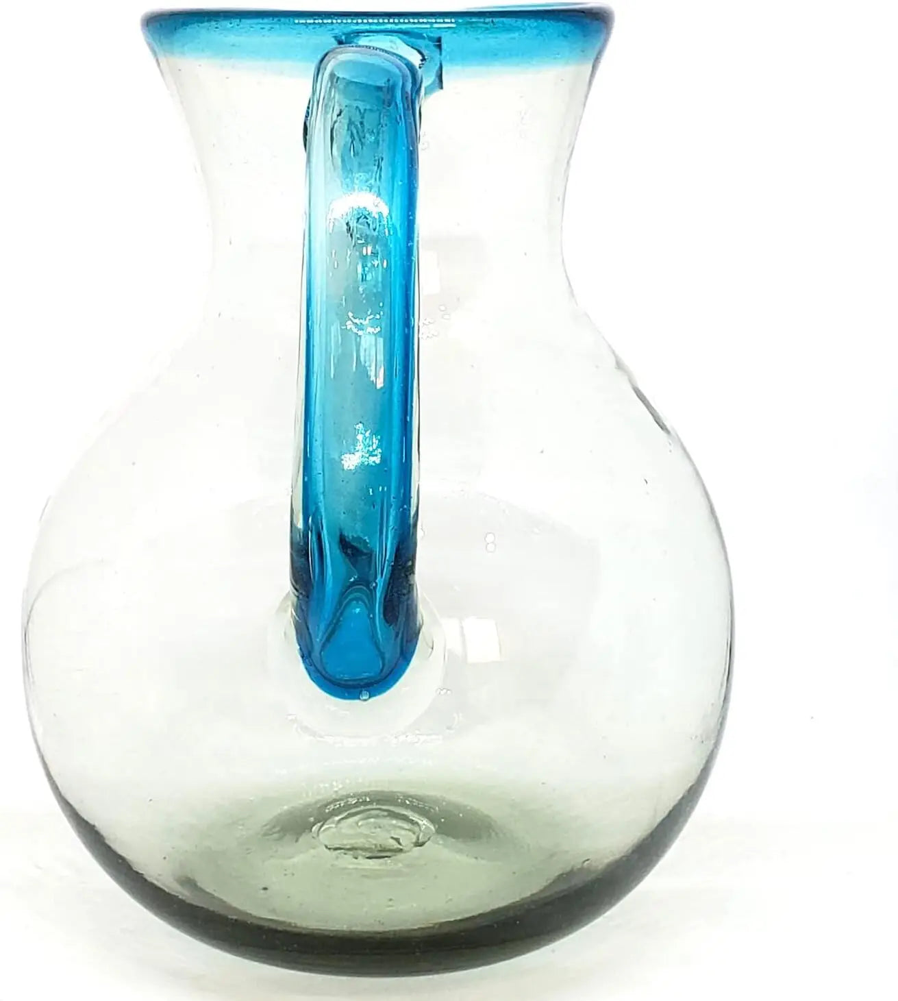 Blue Rim 120 oz Pitcher and 6 Drinking Glasses set, Recycled Glass, Lead-free, Toxin-Free