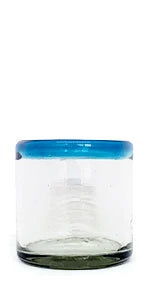 Blue Rim 120 oz Pitcher and 6 Drinking Glasses set, Recycled Glass, Lead-free, Toxin-Free