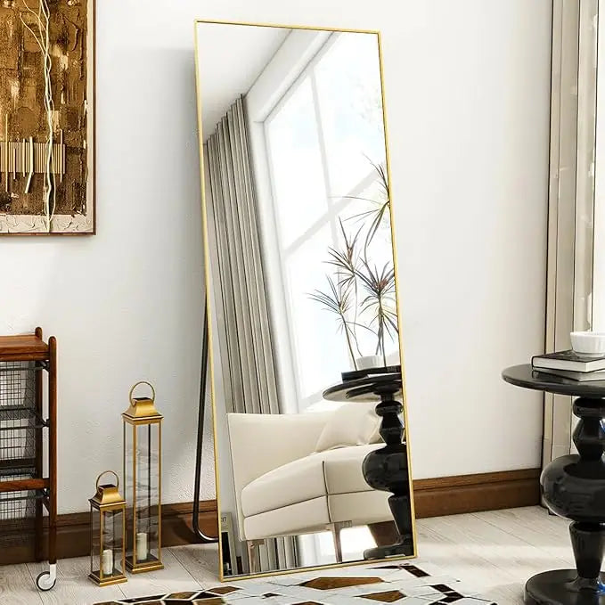 21" x 57" Full Length Aluminum Alloy Frame Floor Mirror with Stand