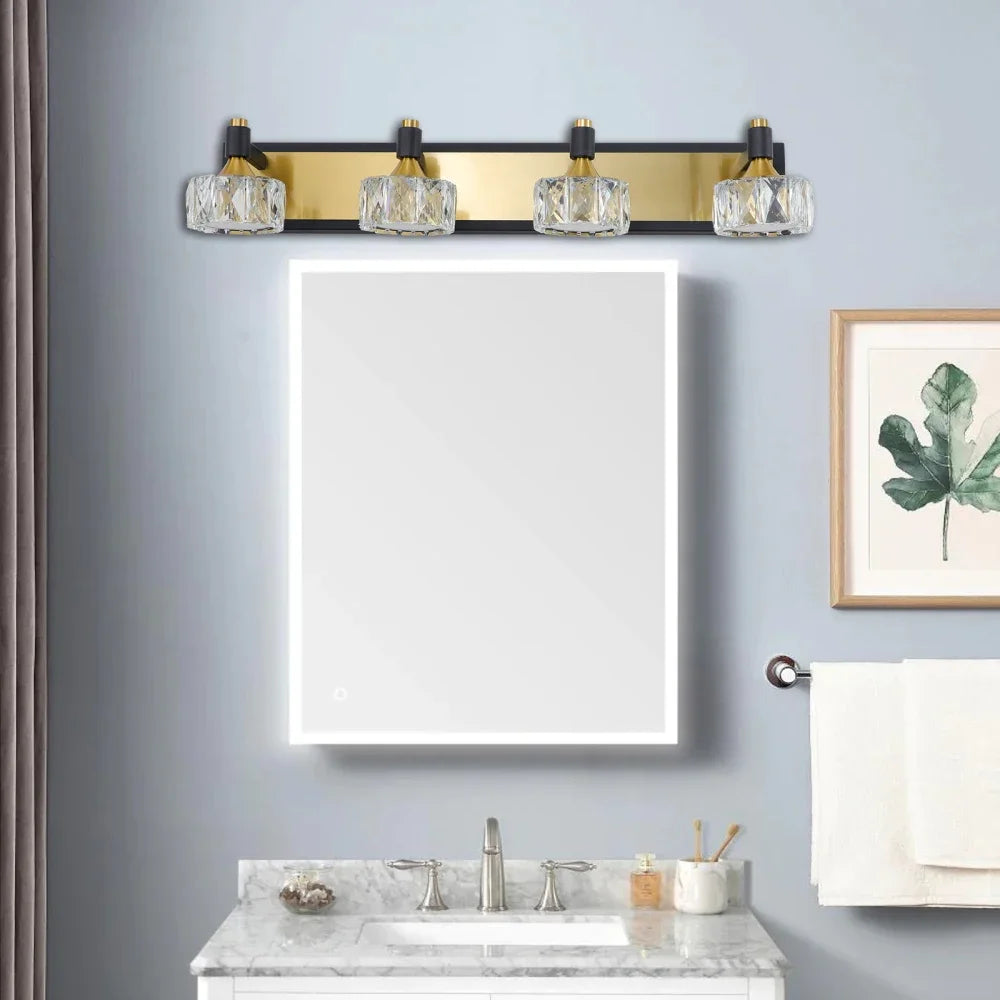 4-Lights Modern Crystal Bathroom Wall Vanity Light Fixture