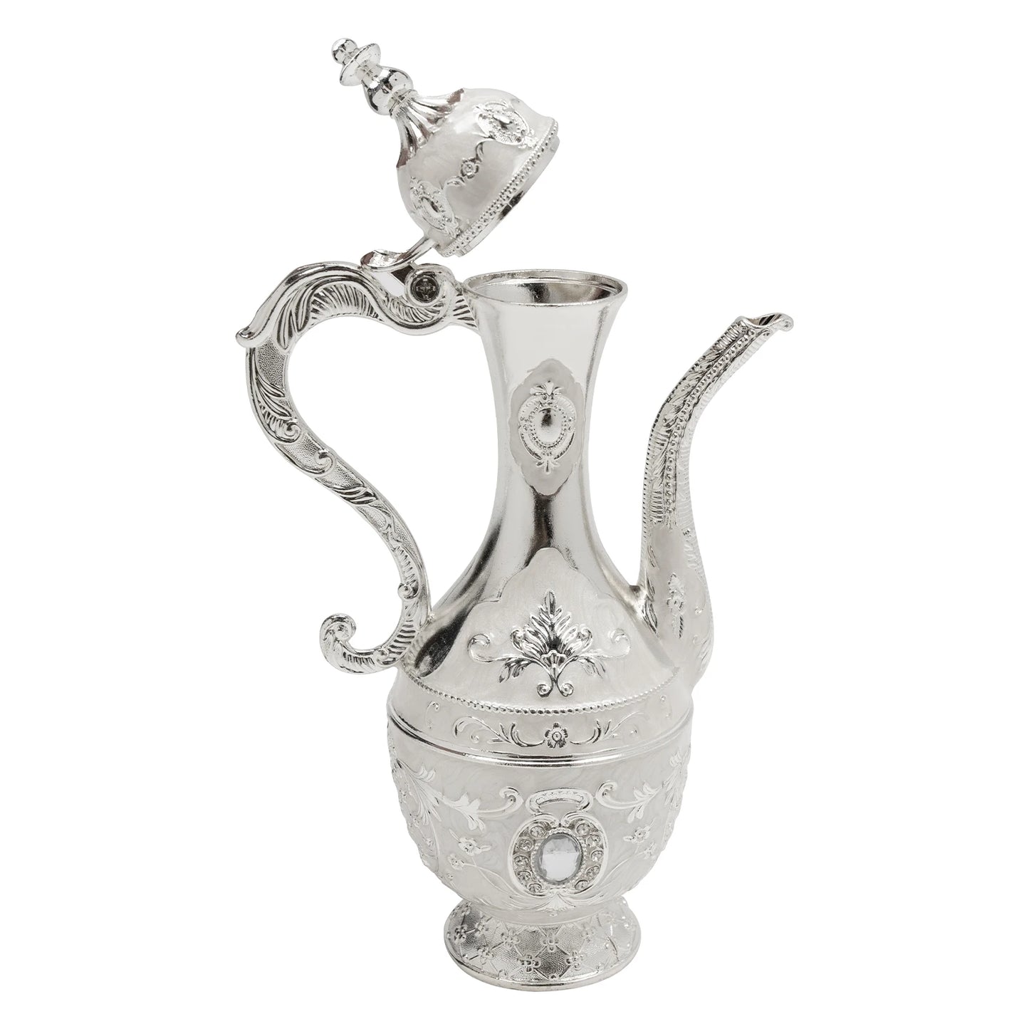 Vintage Turkish Coffee Set with Pot and 6 Cups, Silver