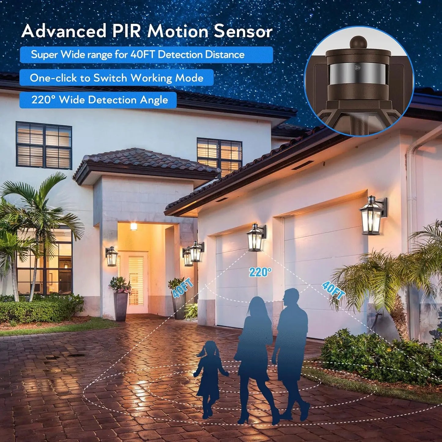 Bronze Waterproof Motion Sensor Outdoor Lights