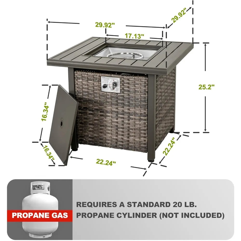 Outdoor 30" 50,000 BTU Propane Gas Fire Pit Table