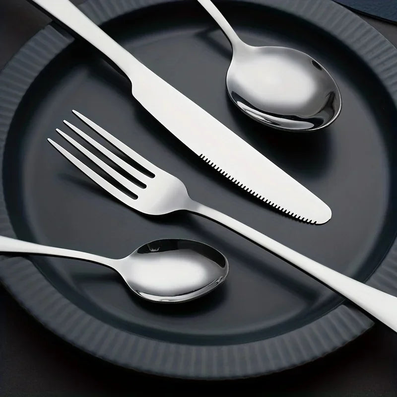 24-Piece Stainless Steel Cutlery Set - Durable Stylish Design - Perfect for Home Dining