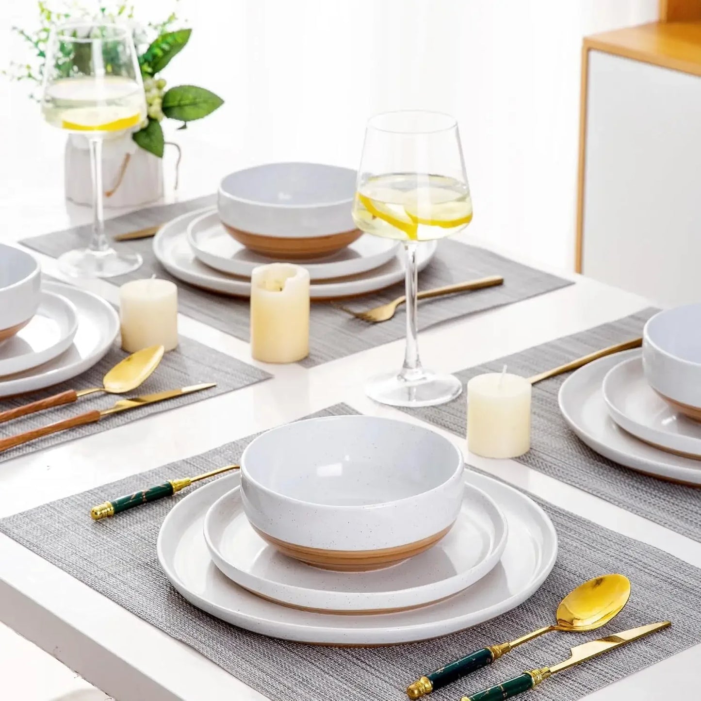 AmorArc 12 Piece Hand-painted Ceramic Dinnerware Set